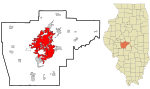 Sangamon County Illinois incorporated and unincorporated areas Springfield highlighted